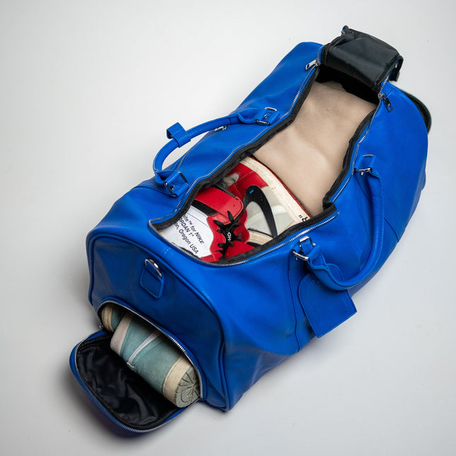 Royal Blue Leather Duffle Bag