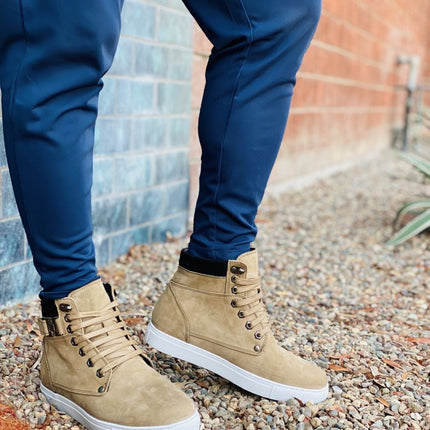 CALTO - T53121 - 2.6 Inches Taller (Nubuck Tan) - High top sneak-boot